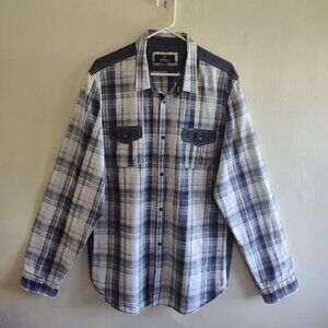 Buffalo David Bitton Western Plaid Shirt Long Sleeve Men's XL / XXL  Cowboy Y2K